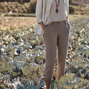 J Jill Linen and Cotton Herringbone Pants 10 NWT